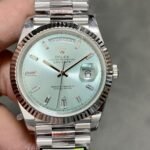 Rolex Daydate 40 mm President Fluted Bezel Ice blue Dial 228236 - Image 9