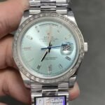 [Super Clone] Rolex Daydate 40 mm President Trapeze Bezel Ice blue Dial 228396TBR - Image 10