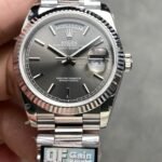 [Super Clone] Rolex Daydate 36 mm President Fluted Bezel Silver Dial 128239 - Image 10