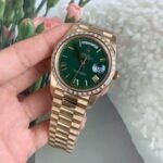 [Super Clone] Rolex Daydate 40 mm President Brilliant diamond set Bezel Green Dial 228348RBR Swiss movement - Image 9