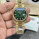 [Super Clone] Rolex Daydate 36 mm President Fluted Bezel Blue ombre set with diamonds Dial 128238 - Image 9