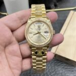 [Super Clone] Rolex Daydate 40 mm President Brilliant diamond set Bezel Champagne colour set with diamonds Dial 228348RBR - Image 2
