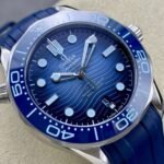 Omega Seamaster Diver 300M 42mm Steel On Rubber Strap Blue Dial - Image 3
