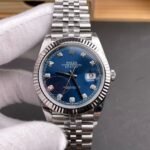 [Super Clone] Rolex Datejust 41 mm Oyster Fluted Bezel Bright blue set with diamonds Dial 126334 - Image 6