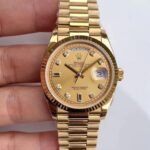 Rolex Daydate 36 mm President Fluted Bezel Champagne colour set with diamonds Dial 128238 - Image 2