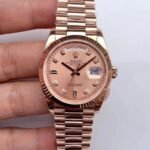 Rolex Daydate 36 mm President Fluted Bezel Rose colour set with diamonds Dial 128235 - Image 2