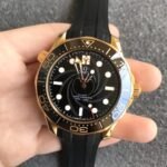 Omega Seamaster Diver 300M 42mm Yellow Gold On Rubber Strap Black Dial - Image 2