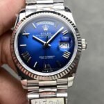 Rolex Daydate 36 mm President Fluted Bezel Blue ombre Dial 128239 - Image 9