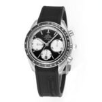 Omega Speedmaster Racing 40mm Steel On Rubber Strap Black Silver Dial - Image 2