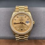 Rolex Daydate 36 mm President Brilliant diamond set Bezel Champagne colour set with diamonds Dial 128348RBR - Image 2