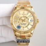 [Super Clone] Rolex Sky Dweller 42 mm Oyster Fluted Bezel Champagne colour Dial 336938 - Image 2