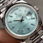 Rolex Daydate 36 mm President Fluted Bezel Ice blue Dial 128236 - Image 2