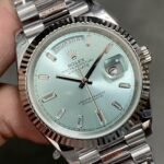 Rolex Daydate 40 mm President Fluted Bezel Ice blue Dial 228236 - Image 2