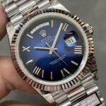 [Super Clone] Rolex Daydate 40 mm President Fluted Bezel Blue ombre Dial 228236 - Image 2