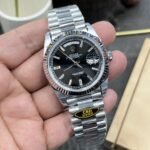 Rolex Daydate 40 mm President Fluted Bezel Bright black set with diamonds Dial 228236 - Image 3