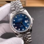 [Super Clone] Rolex Datejust 41 mm Oyster Fluted Bezel Bright blue set with diamonds Dial 126334 - Image 5