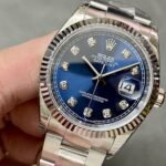 [Super Clone] Rolex Datejust 36 mm Oyster Fluted Bezel Bright blue set with diamonds Dial 126234 - Image 3