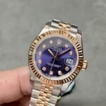 [Super Clone] Rolex Lady Datejust 28 mm Jubilee Fluted Bezel Aubergine set with diamonds Dial 279171 - Image 3