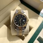 [Super Clone] Rolex Datejust 41 mm Jubilee Fluted Bezel Bright black set with diamonds Dial 126333 - Image 4