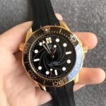 Omega Seamaster Diver 300M 42mm Yellow Gold On Rubber Strap Black Dial - Image 3