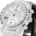 Omega Speedmaster White Side Of The Moon 44mm White Ceramic On Leather Strap White Dial - Image 3