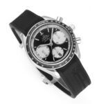 Omega Speedmaster Racing 40mm Steel On Rubber Strap Black Silver Dial - Image 3