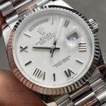 Rolex Daydate 36 mm President Fluted Bezel White Dial 128239 - Image 2
