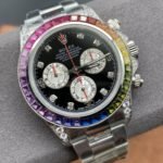 [Super Clone] Rolex Cosmograph Daytona 40 mm Oystersteel Rainbow Bezel Panda Dial - Image 3