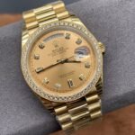 Rolex Daydate 36 mm President Brilliant diamond set Bezel Champagne colour set with diamonds Dial 128348RBR - Image 3