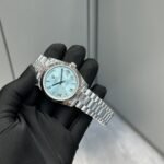 Rolex Daydate 36 mm President Fluted Bezel Ice blue Dial 128236 - Image 9