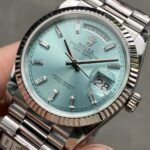 Rolex Daydate 36 mm President Fluted Bezel Ice blue Dial 128236 - Image 3