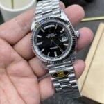 Rolex Daydate 40 mm President Fluted Bezel Bright black set with diamonds Dial 228236 - Image 4