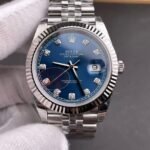 [Super Clone] Rolex Datejust 41 mm Oyster Fluted Bezel Bright blue set with diamonds Dial 126334 - Image 4