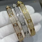 CARTIER LOVE bracelet classic model paved 10 diamonds - Image 3