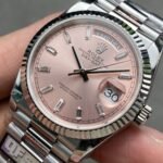 Rolex Daydate 36 mm President Fluted Bezel Pink Dial 128239 - Image 9