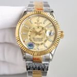 [Super Clone] Rolex Sky Dweller 42 mm Oyster Fluted Bezel Champagne colour Dial 336933 - Image 2