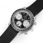 Omega Speedmaster Racing 40mm Steel On Rubber Strap Black Silver Dial - Image 4