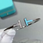 Tiffany and Co TIFFANY T Diamond and Turquoise Wire Bracelet - Image 2