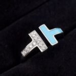 Tiffany and Co TIFFANY T Diamond and Turquoise Wire Ring - Image 2