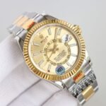 [Super Clone] Rolex Sky Dweller 42 mm Oyster Fluted Bezel Champagne colour Dial 336933 - Image 4