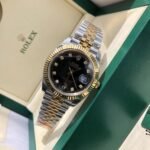 [Super Clone] Rolex Datejust 41 mm Jubilee Fluted Bezel Bright black set with diamonds Dial 126333 - Image 5