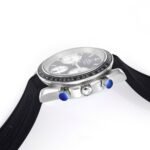 Omega Speedmaster Racing 40mm Steel On Rubber Strap Black Silver Dial - Image 5