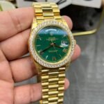 Rolex Daydate 40 mm President Brilliant diamond set Bezel Green Dial 228348RBR Swiss movement - Image 2