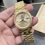 [Super Clone] Rolex Daydate 40 mm President Brilliant diamond set Bezel Champagne colour set with diamonds Dial 228348RBR - Image 4