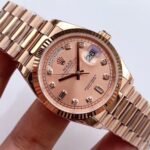 Rolex Daydate 36 mm President Fluted Bezel Rose colour set with diamonds Dial 128235 - Image 8