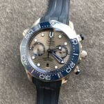 Omega Seamaster Diver 300M Chronograph 44mm Steel On Rubber Strap Silver Blue Dial - Image 2
