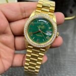 Rolex Daydate 40 mm President Brilliant diamond set Bezel Green Dial 228348RBR Swiss movement - Image 8