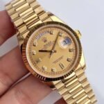 Rolex Daydate 36 mm President Fluted Bezel Champagne colour set with diamonds Dial 128238 - Image 8