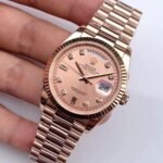 Rolex Daydate 36 mm President Fluted Bezel Rose colour set with diamonds Dial 128235 - Image 3