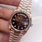 [Super Clone] Rolex Daydate 36 mm President Fluted Bezel Brown ombre set with diamonds Dial 128235 - Image 5
